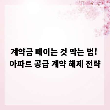 계약금 떼이는 것 막는 법! 아파트 공급 계약 해제 전략