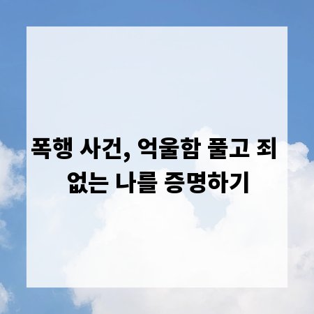 폭행 사건, 억울함 풀고 죄 없는 나를 증명하기