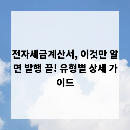 전자세금계산서, 이것만 알면 발행 끝! 유형별 상세 가이드