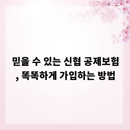 믿을 수 있는 신협 공제보험, 똑똑하게 가입하는 방법