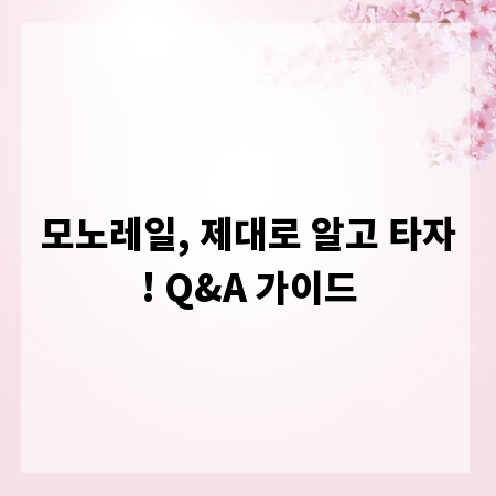 모노레일, 제대로 알고 타자! Q&A 가이드