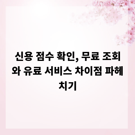 신용 점수 확인, 무료 조회와 유료 서비스 차이점 파헤치기