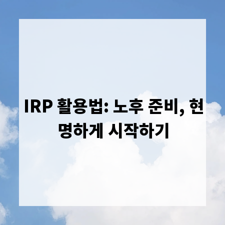 IRP 활용법: 노후 준비, 현명하게 시작하기