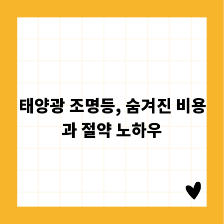 태양광 조명등, 숨겨진 비용과 절약 노하우
