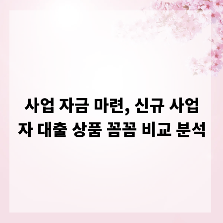 사업 자금 마련, 신규 사업자 대출 상품 꼼꼼 비교 분석