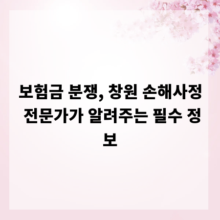 보험금 분쟁, 창원 손해사정 전문가가 알려주는 필수 정보