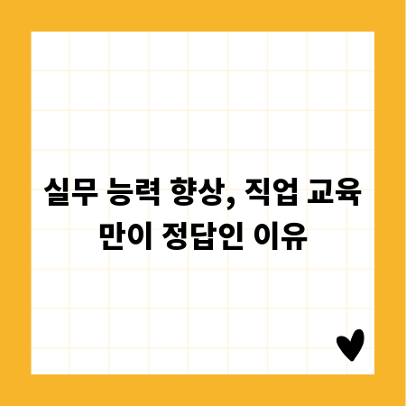 실무 능력 향상, 직업 교육만이 정답인 이유