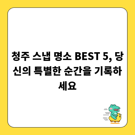 청주 스냅 명소 BEST 5, 당신의 특별한 순간을 기록하세요
