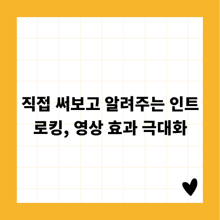 직접 써보고 알려주는 인트로킹, 영상 효과 극대화
