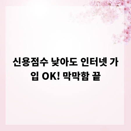 신용점수 낮아도 인터넷 가입 OK! 막막함 끝