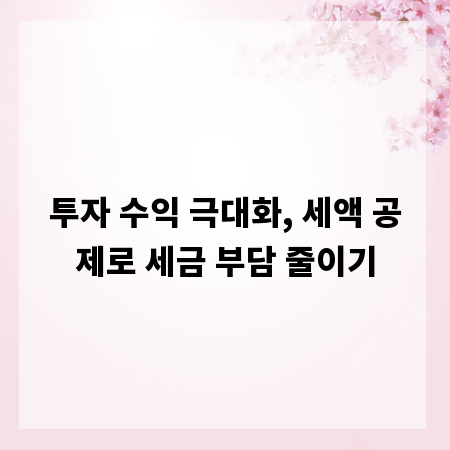 투자 수익 극대화, 세액 공제로 세금 부담 줄이기