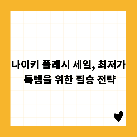 나이키 플래시 세일, 최저가 득템을 위한 필승 전략