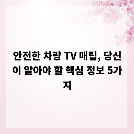 안전한 차량 TV 매립, 당신이 알아야 할 핵심 정보 5가지