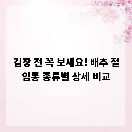 김장 전 꼭 보세요! 배추 절임통 종류별 상세 비교