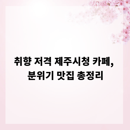 취향 저격 제주시청 카페, 분위기 맛집 총정리
