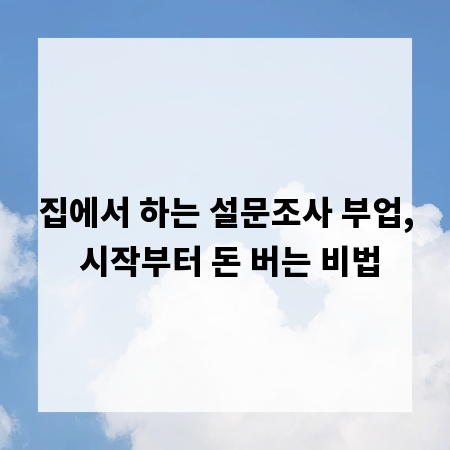 집에서 하는 설문조사 부업, 시작부터 돈 버는 비법