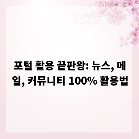 포털 활용 끝판왕: 뉴스, 메일, 커뮤니티 100% 활용법