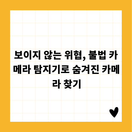 보이지 않는 위협, 불법 카메라 탐지기로 숨겨진 카메라 찾기