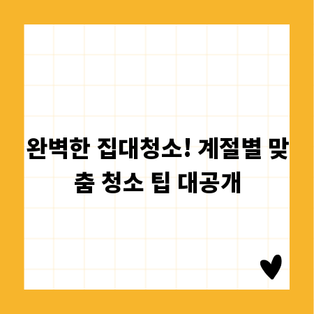 완벽한 집대청소! 계절별 맞춤 청소 팁 대공개