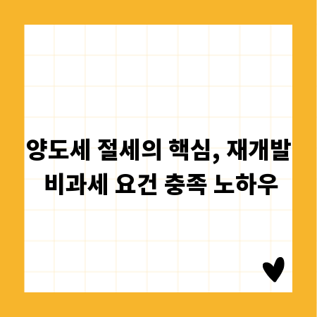 양도세 절세의 핵심, 재개발 비과세 요건 충족 노하우