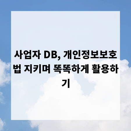 사업자 DB, 개인정보보호법 지키며 똑똑하게 활용하기