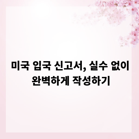 미국 입국 신고서, 실수 없이 완벽하게 작성하기