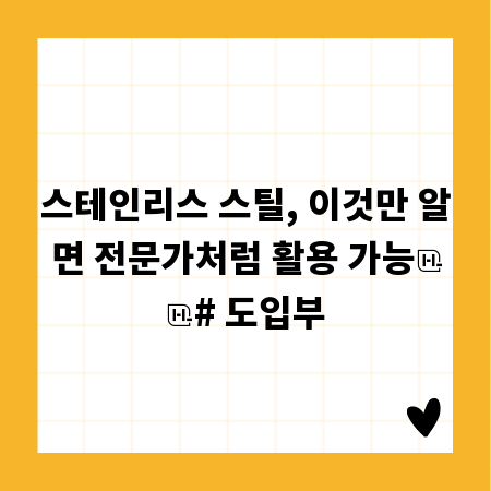 스테인리스 스틸, 이것만 알면 전문가처럼 활용 가능

# 도입부