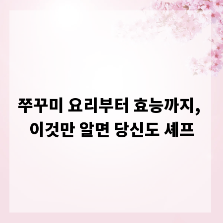 쭈꾸미 요리부터 효능까지, 이것만 알면 당신도 셰프