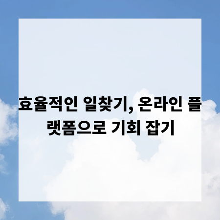 효율적인 일찾기, 온라인 플랫폼으로 기회 잡기
