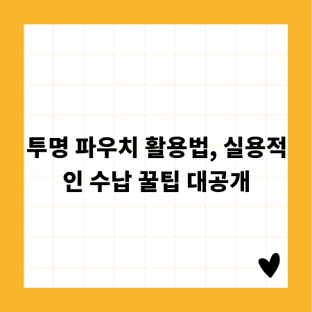 투명 파우치 활용법, 실용적인 수납 꿀팁 대공개