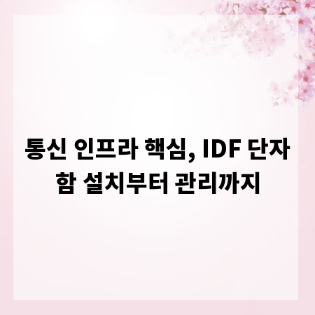 통신 인프라 핵심, IDF 단자함 설치부터 관리까지
