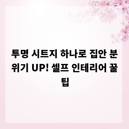 투명 시트지 하나로 집안 분위기 UP! 셀프 인테리어 꿀팁