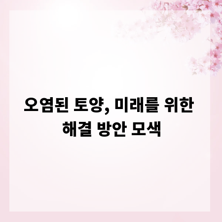 오염된 토양, 미래를 위한 해결 방안 모색