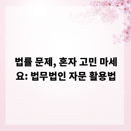법률 문제, 혼자 고민 마세요: 법무법인 자문 활용법
