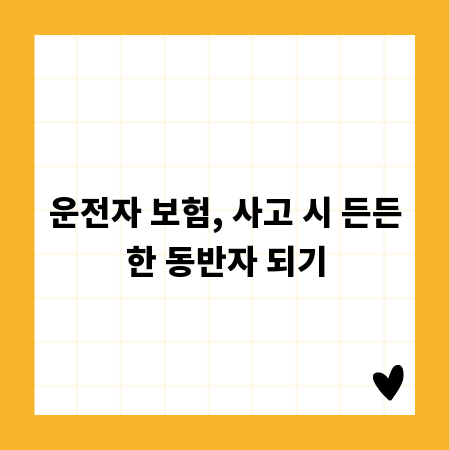 운전자 보험, 사고 시 든든한 동반자 되기