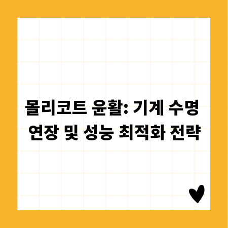 몰리코트 윤활: 기계 수명 연장 및 성능 최적화 전략