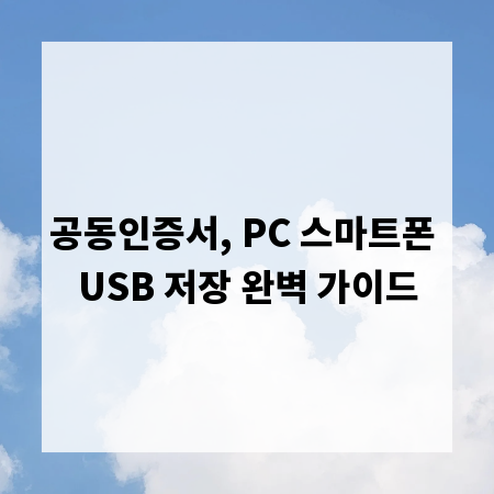 공동인증서, PC 스마트폰 USB 저장 완벽 가이드