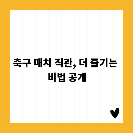 축구 매치 직관, 더 즐기는 비법 공개