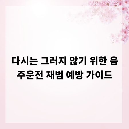 다시는 그러지 않기 위한 음주운전 재범 예방 가이드