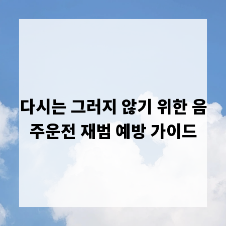 다시는 그러지 않기 위한 음주운전 재범 예방 가이드