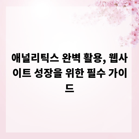 애널리틱스 완벽 활용, 웹사이트 성장을 위한 필수 가이드