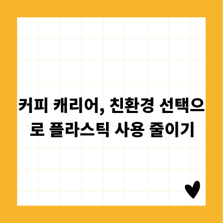 커피 캐리어, 친환경 선택으로 플라스틱 사용 줄이기