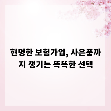 현명한 보험가입, 사은품까지 챙기는 똑똑한 선택