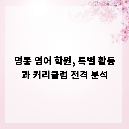 영통 영어 학원, 특별 활동과 커리큘럼 전격 분석