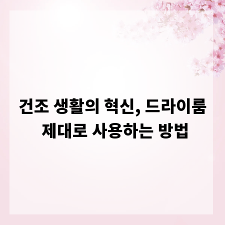 건조 생활의 혁신, 드라이룸 제대로 사용하는 방법