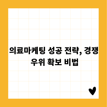 의료마케팅 성공 전략, 경쟁 우위 확보 비법