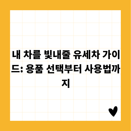 내 차를 빛내줄 유세차 가이드: 용품 선택부터 사용법까지