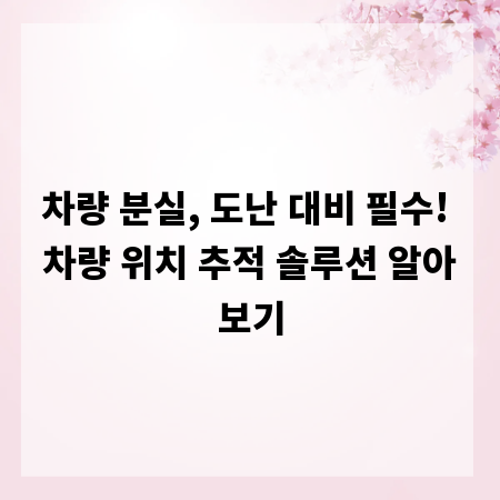 차량 분실, 도난 대비 필수! 차량 위치 추적 솔루션 알아보기