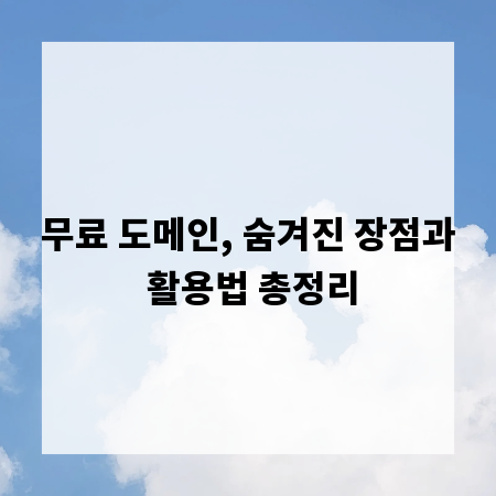 무료 도메인, 숨겨진 장점과 활용법 총정리