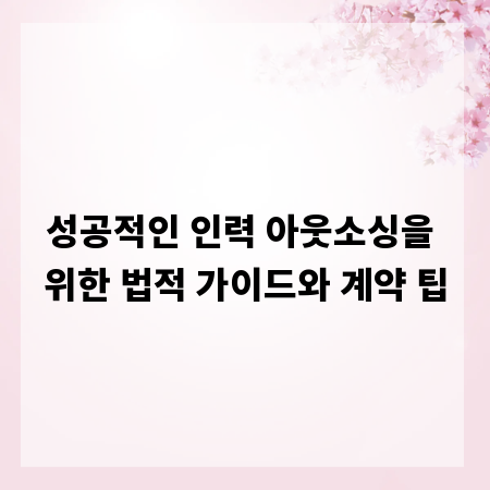 성공적인 인력 아웃소싱을 위한 법적 가이드와 계약 팁